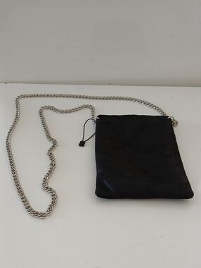 Zara Black Faux Suede Mini Crossbody with Silver Chain Strap NEW